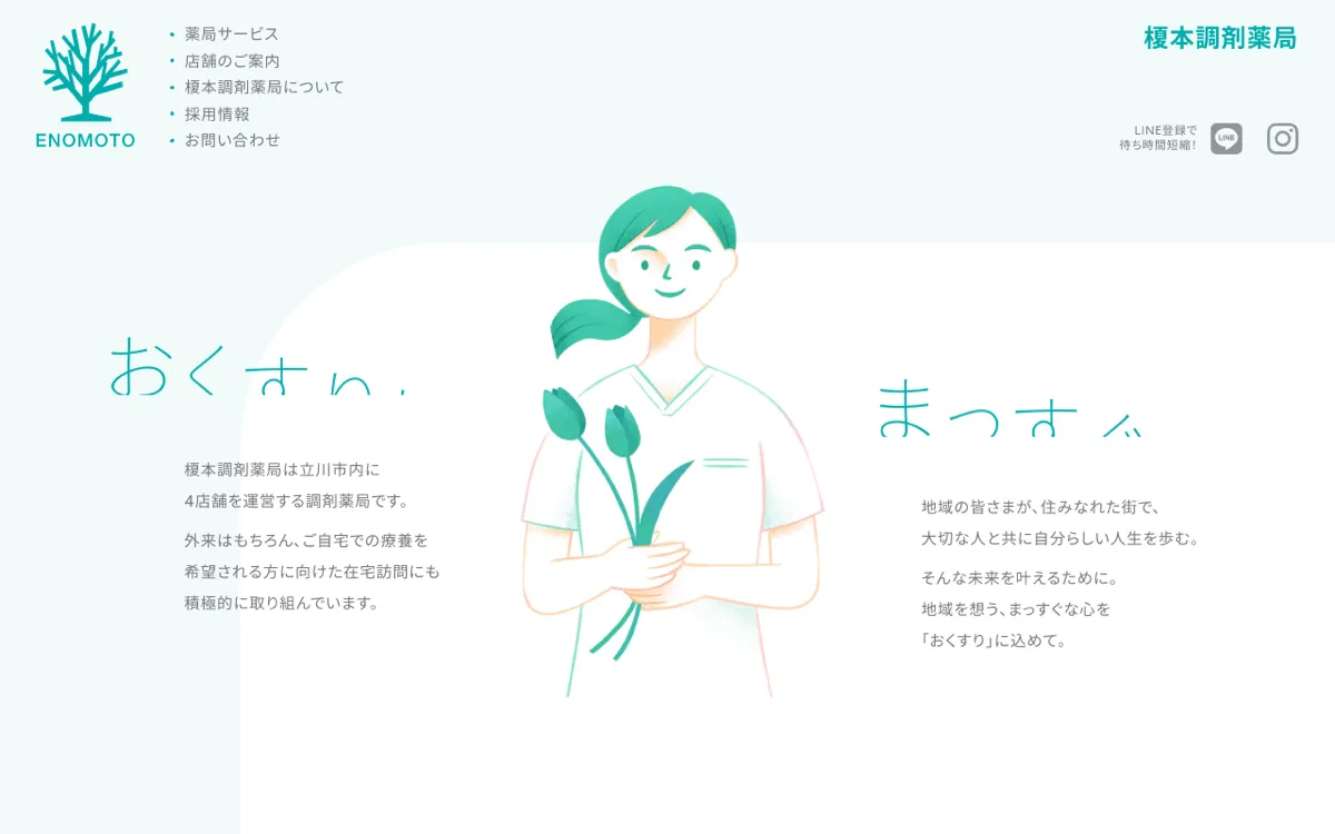 榎本調剤薬局のトップページ（enomoto-pharmacy.com のスクリーンショット）